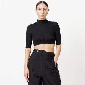 RUS Black Milhojas top Ribbed mock-neck top Small NWT